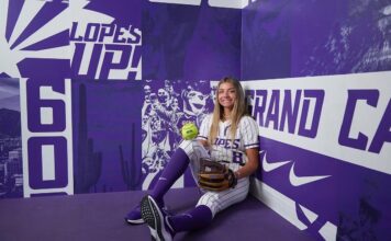 Ellie Pond: Former SLCC softball standout begins new chapter Ellie Pond wearing GCU softball uniform in school dugout