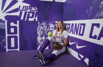 Ellie Pond: Former SLCC softball standout begins new chapter Ellie Pond wearing GCU softball uniform in school dugout