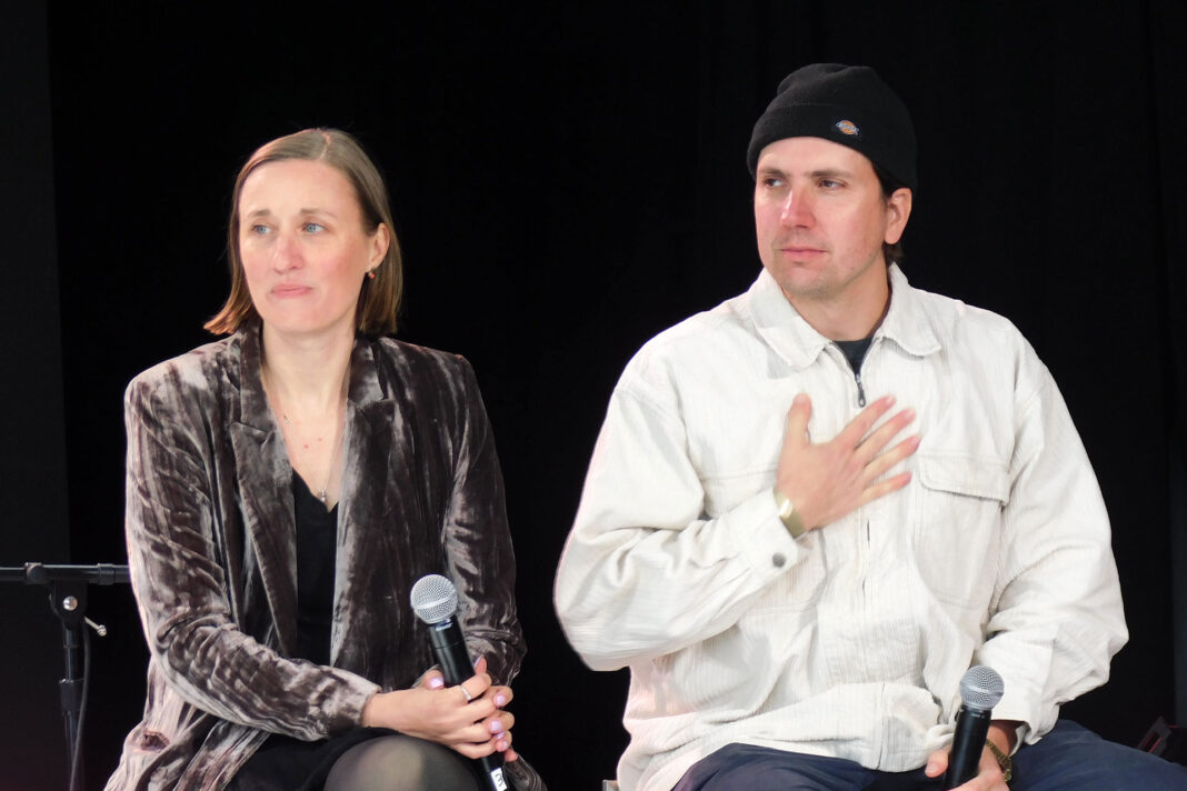 Eleanor Wilson and Alex Huston Fischer answering a question