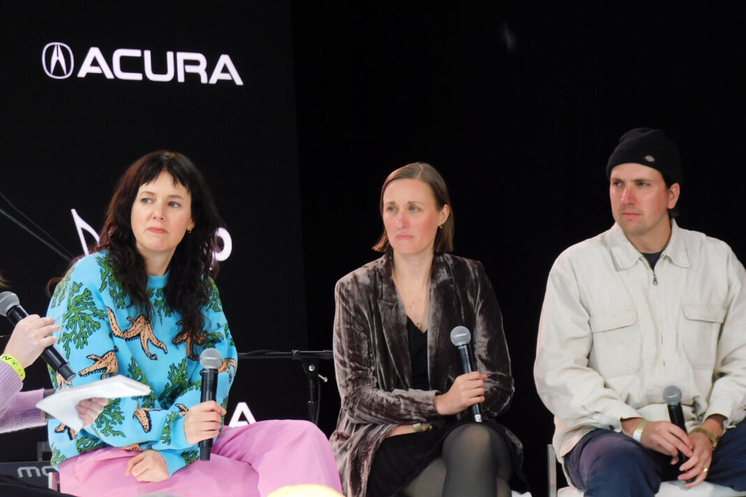 Anna Meredith, Eleanor Wilson, and Alex Huston Fischer participating in a Q&A