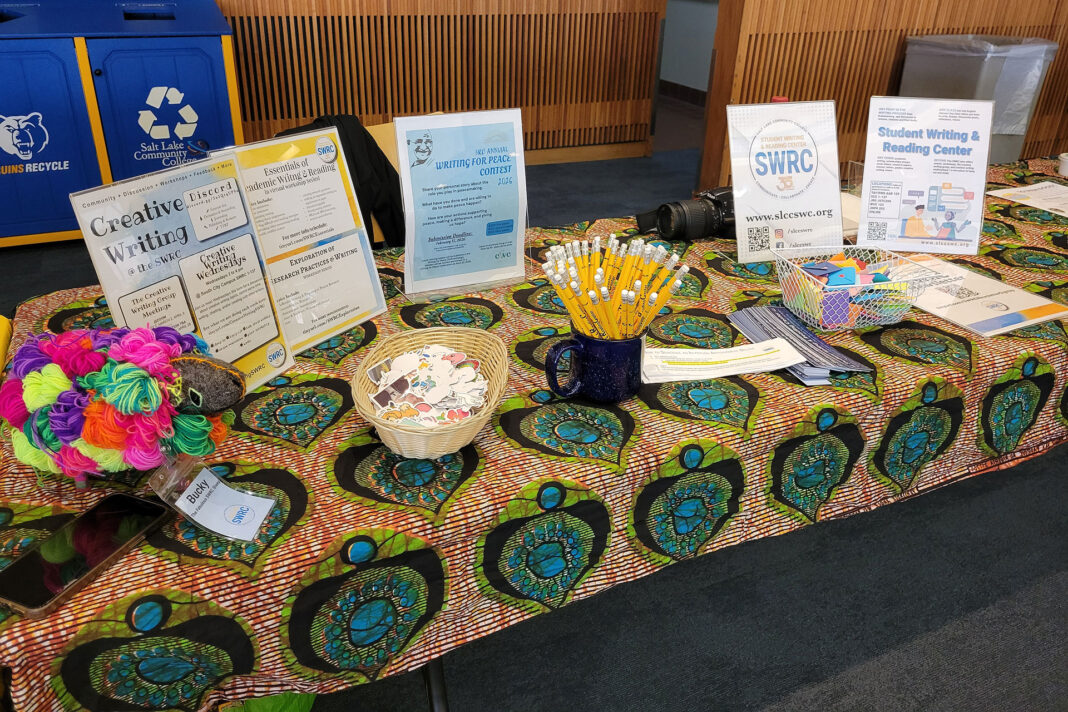 Table displaying materials from the Student Writing and Reading Center