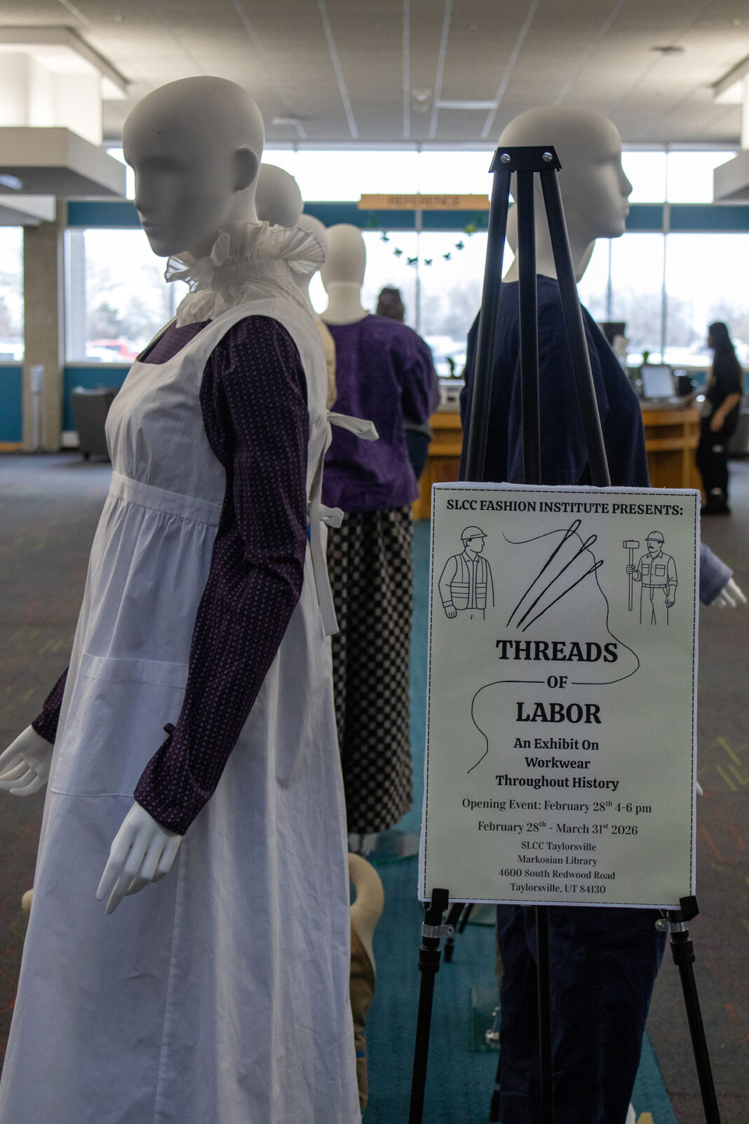 Mannequins decorated with student designs