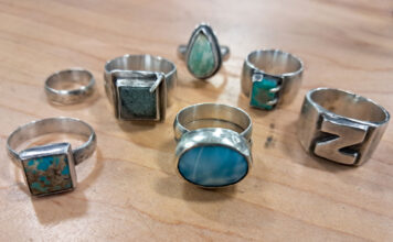 In photos: A look inside SLCC’s jewelry-making class Seven rings of various designs sitting on a table