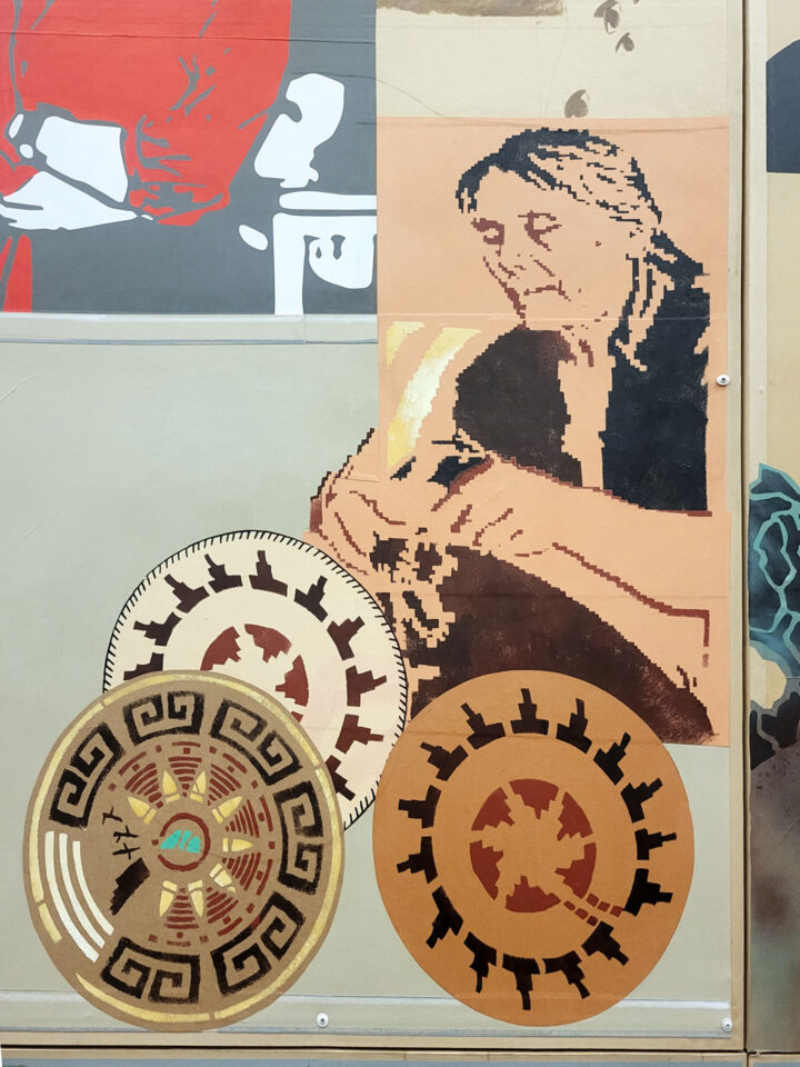Mural of Diné Basketmaker Mary Holiday Black
