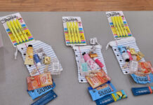 SLCC Serves project lends a hand to local elementary school Various items collected for teacher survival kits sitting on a table