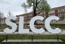 SLCC students face stress, tight schedules after spring break Photo of a large tree regrowing its leaves for spring in front of the South City campus