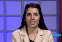 Globe News – April 23, 2026 Belen Leon reading the news from inside a TV studio