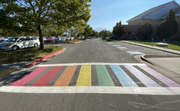 Opinion: Pride crosswalk removal is the latest sign that policy is rewriting SLCC’s identity A ladder-style zebra crosswalk painted with rainbow colors