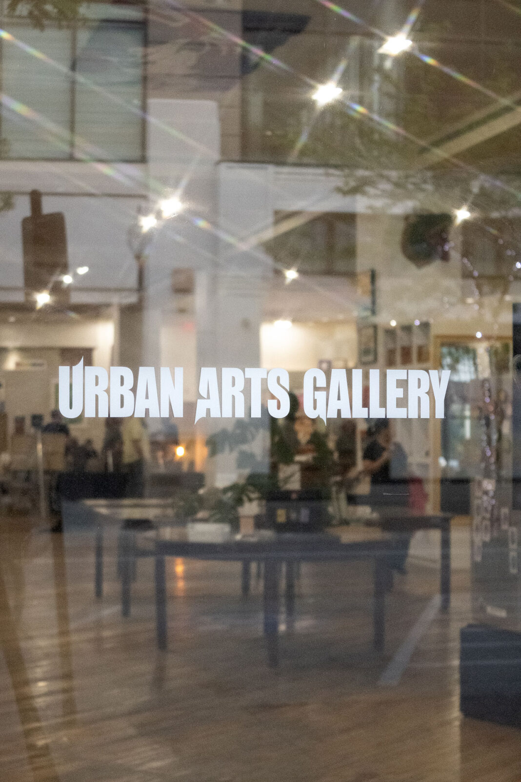 Portrait shot of the Urban Arts Gallery front door