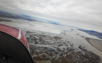 Advocates for Great Salt Lake take to the air to better understand the lake’s future Aerial view of Great Salt Lake from a plane in flight