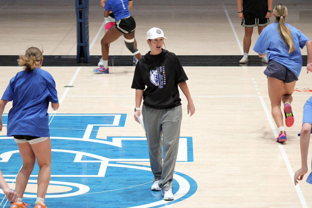 Coach Newton overseeing a drill