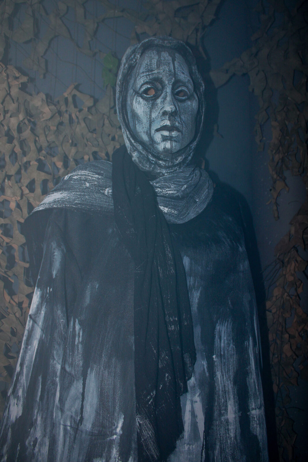 Statue standing in the fog