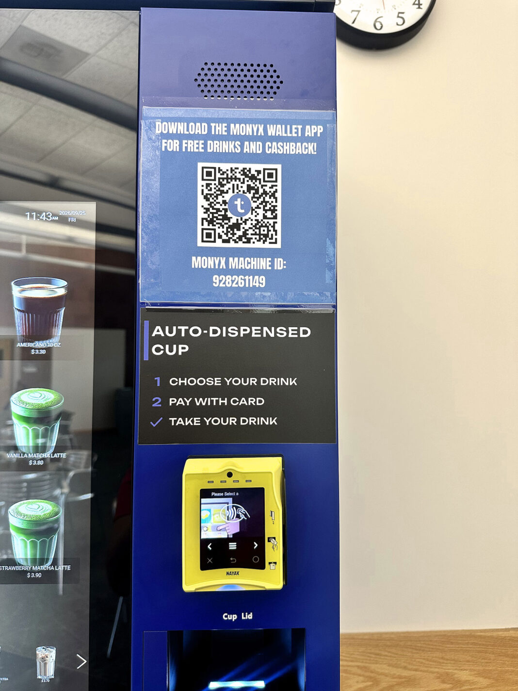 Code for Monyx wallet app taped above the traditional card payment slot