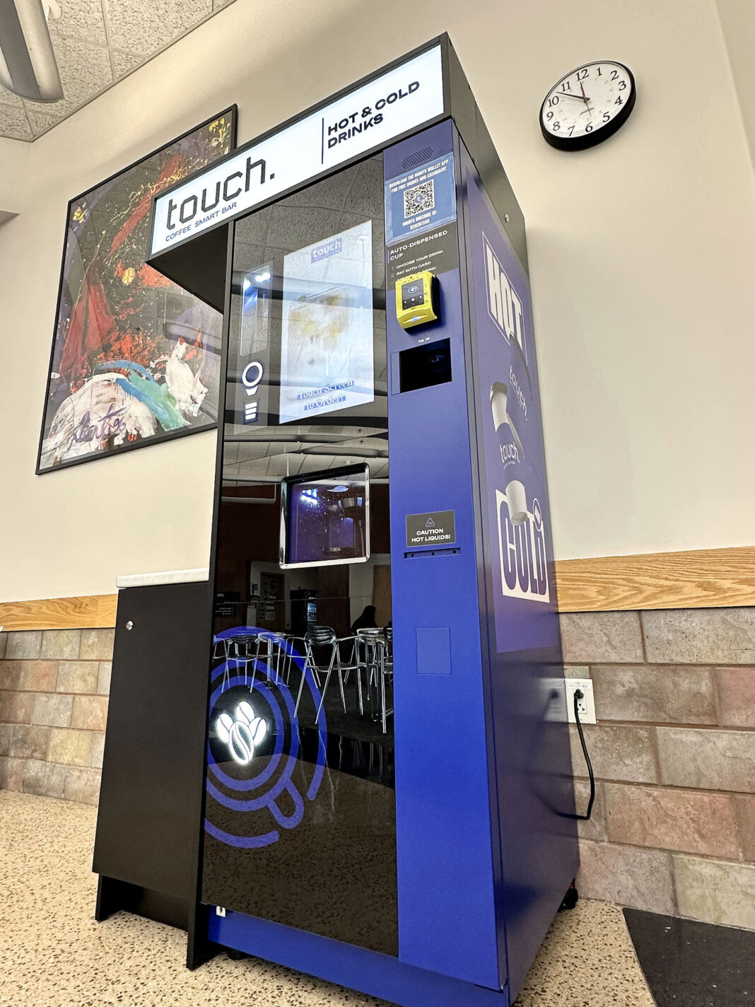 Angled upward view of Touch Coffee machine