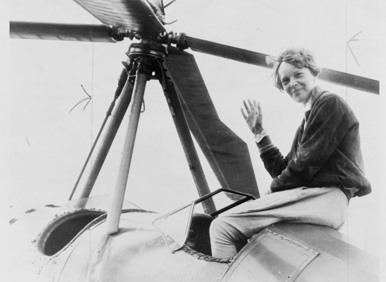 Another Wacky Wednesday at SLCC: Amelia Earhart Day Amelia Earhart seated outside her cockpit in Los Angeles after completing the Transcontinental Flight in 1932.