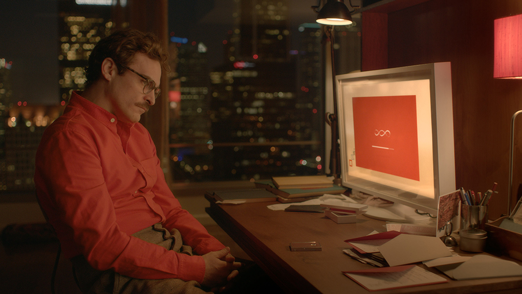 Movie Review: ‘Her’: Probably the most realistic relationship ever seen on film Much like the poster, the predominate color scheme of the film is red, which slowly fades throughout the film. Pictured: Joaquin Phoenix.