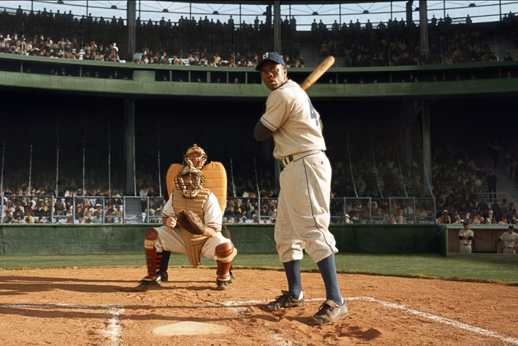 ‘42’ can’t decide if it’s a history film or a baseball film Chadwick Boseman as Jackie Robinson in "42"