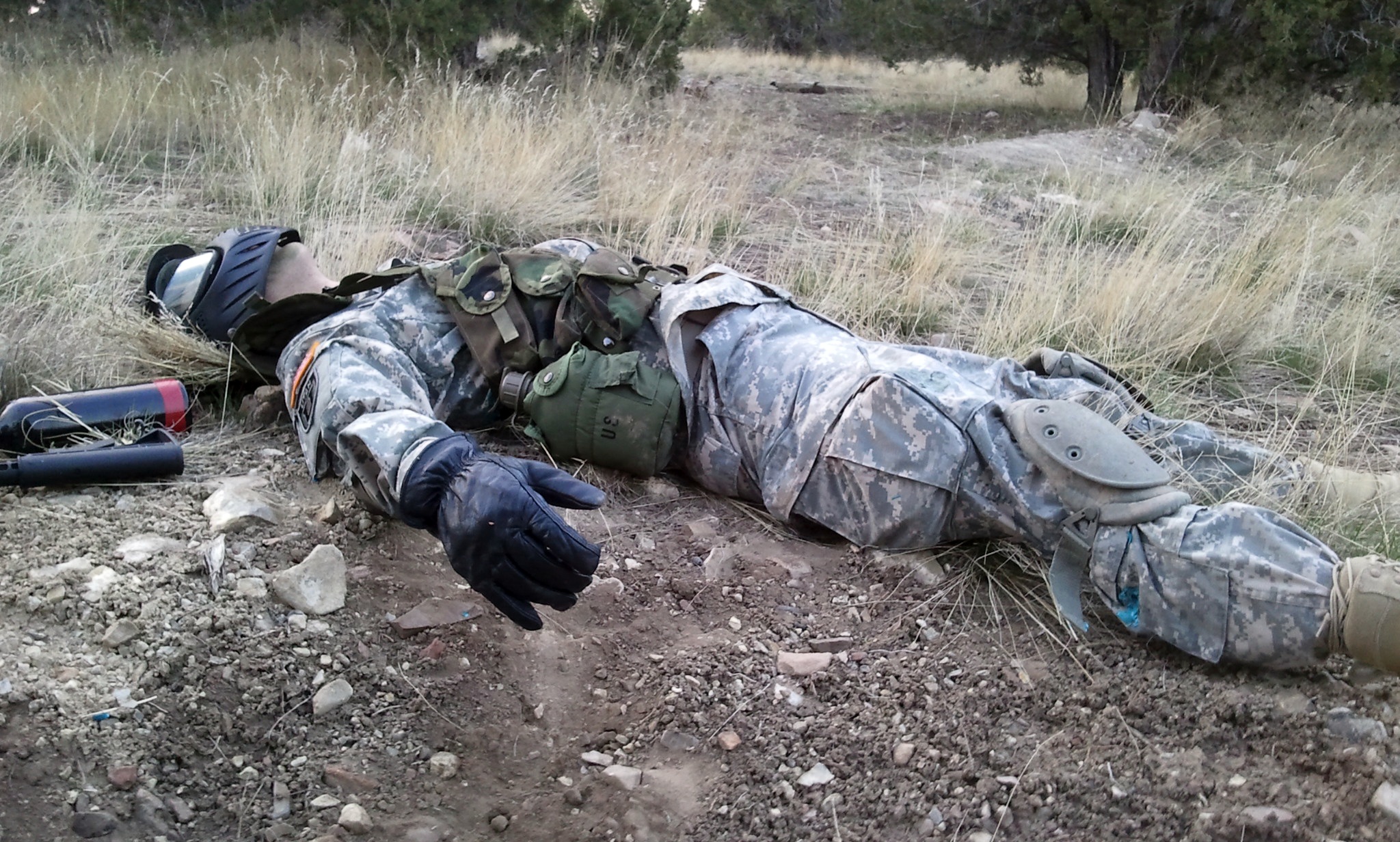 ROTC Field Training: Making an Officer, Day 2 A cadet plays dead during the STX lane