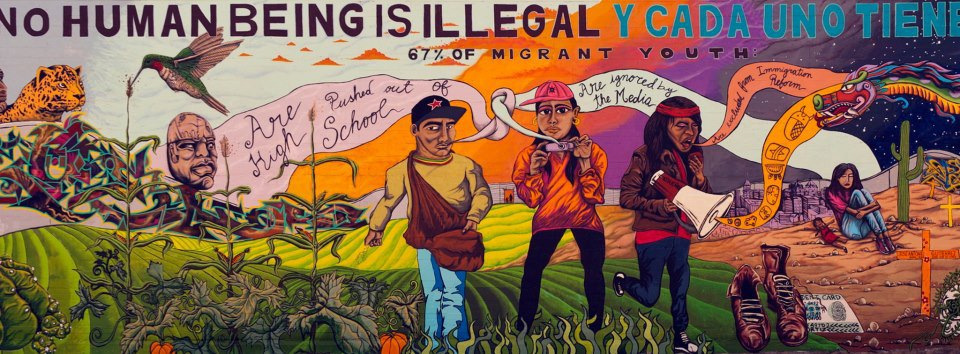 Latinos in Action club encourages inclusion, community involvement "No Human Being is Illegal" mural