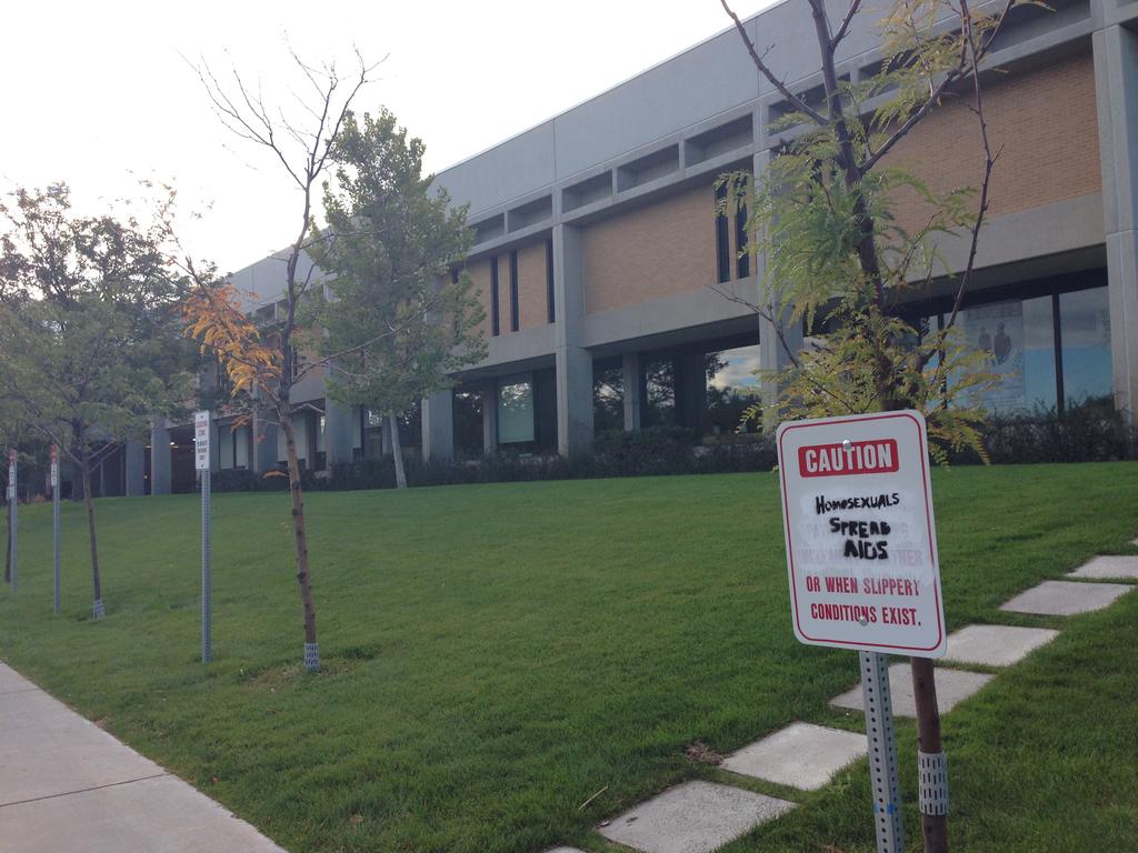 Vandalism spreads hatred through words SLCC property vandalized with message of hate.