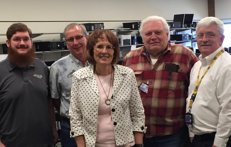 SLCC alumni teach new generation of students From left to right: Nathan Fyffe, Brett Wheelock, Kathy Himle, Ron Whiteman, Herb Davis