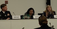 Photo of Admiral Mark Ferguson (left), Lakshmi Puri and Commissioner Ann-Marie Orler