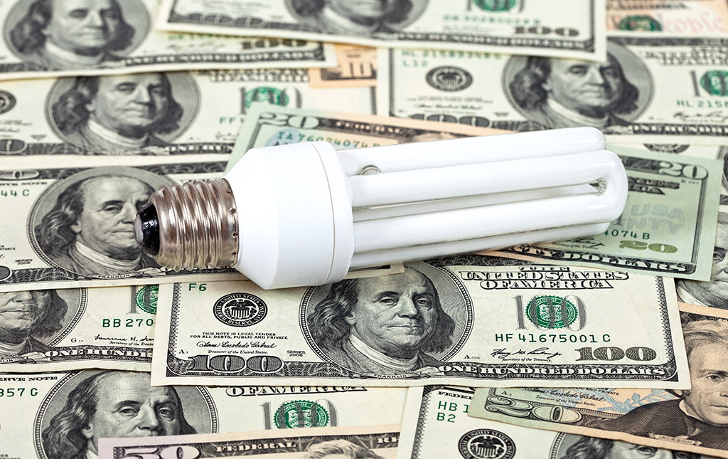 Tips for energy conservation Energy efficient light bulb saves money