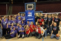 Robots rebound and rumble at the Maverik Center Regional finalists: Team 2403–Team Plasma, Team 3245–The Ravens, and Team 3230–Protoypex