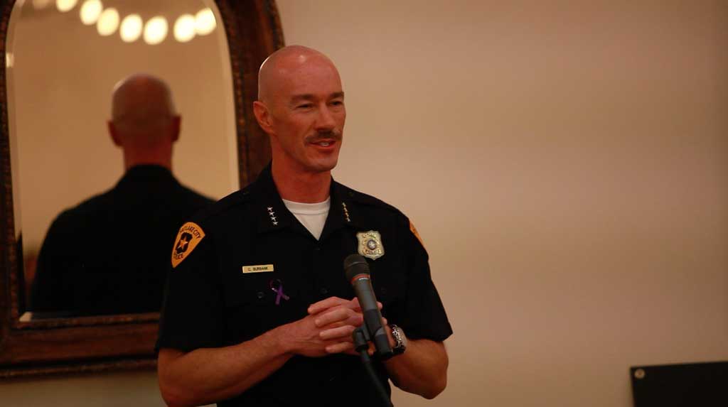 Standing united at the International Transgender Day of Remembrance Chief of the SLCPD, Chris Burbank.