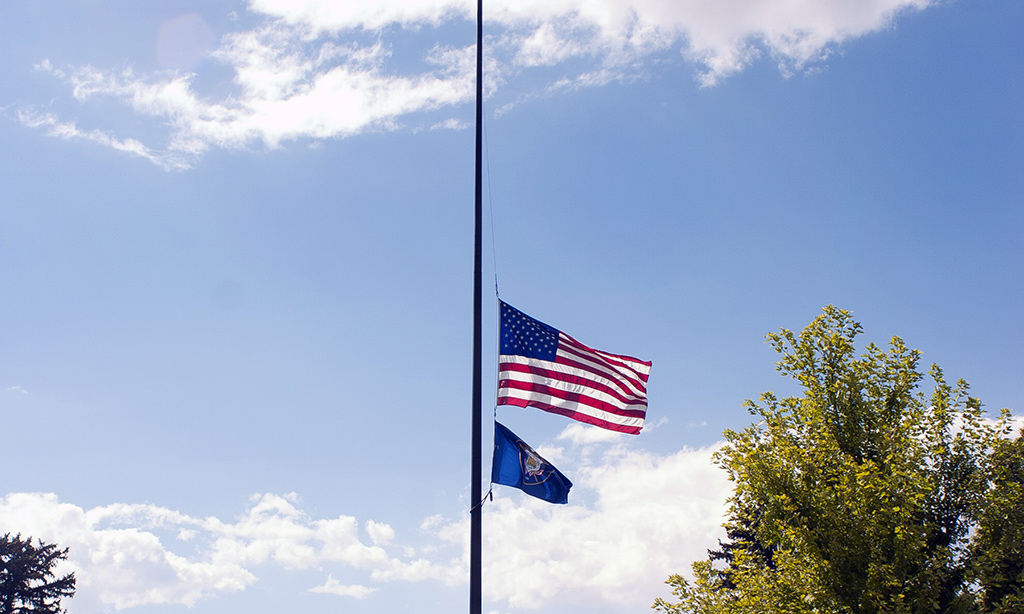 Patriot Day and National Day of Service and Remembrance Flag at half mast