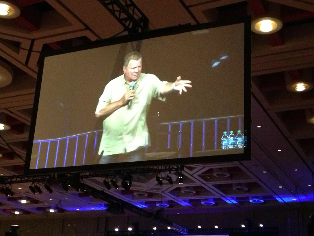 Shatner plays it personal at Salt Lake Comic Con Shatner on a large screen.